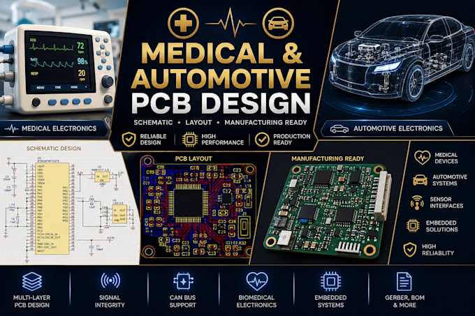 design medical, automotive and sensor pcb with embedded schematic and layout