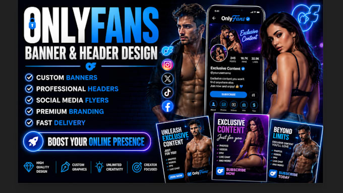design onlyfans banner, header and social media flyers
