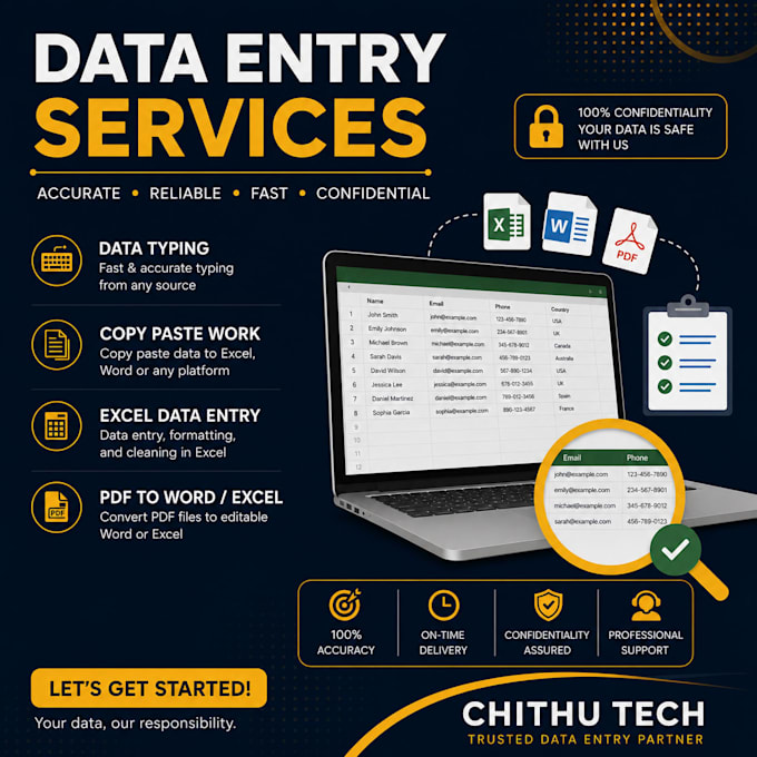 do accurate data entry and excel typing work