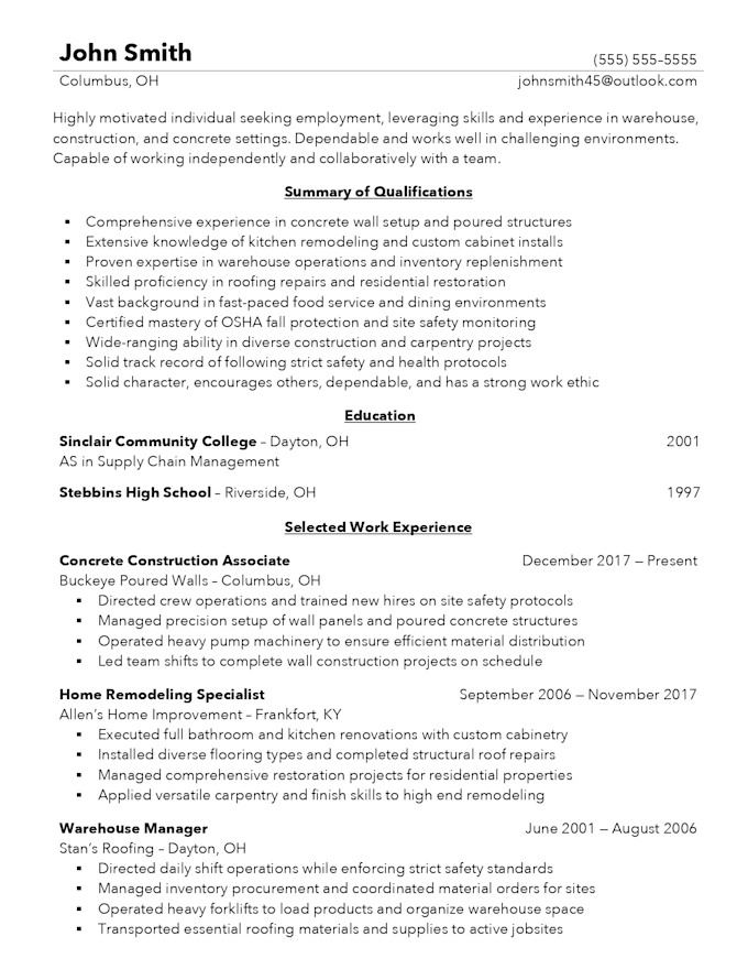 create a resumé for job seeking