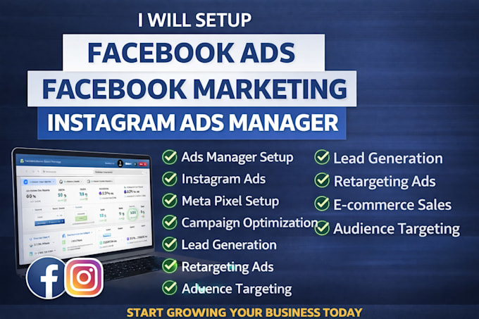 setup facebook ads, face book marketing, instagram ads manager