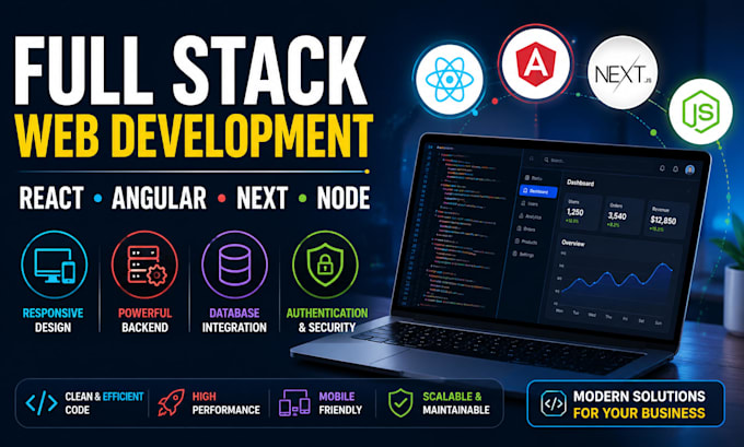 develop full stack web apps with react angular next js and node js