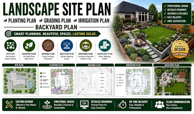 landscape site plan planting plan grading plan irrigation plan backyard plan