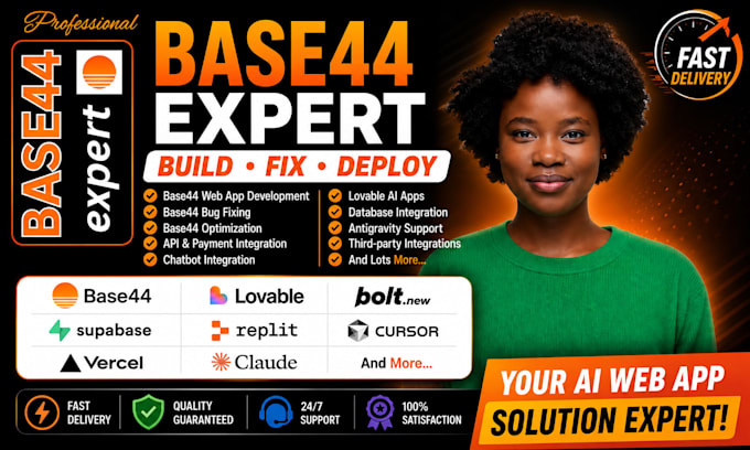 build, fix lovable ai website base44 expert supabase vibe coding replit web app