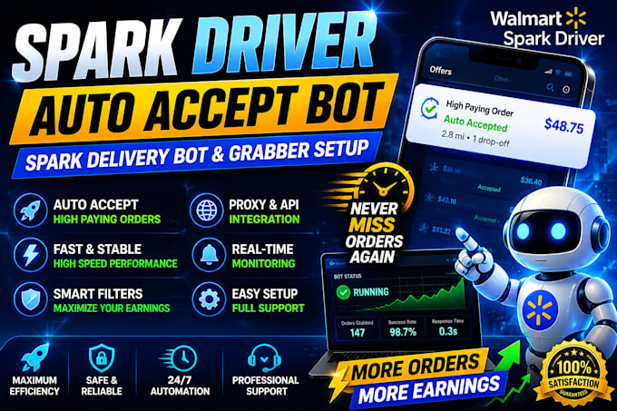 create doordash bot, amazon driver bot, instacart bot, uber bot, spark driver bo