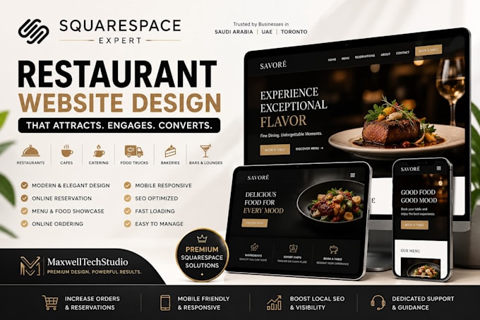 build squarespace restaurant website design, catering website, cafe website