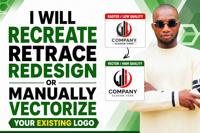 recreate, retrace, redesign or manually vectorize your existing logo