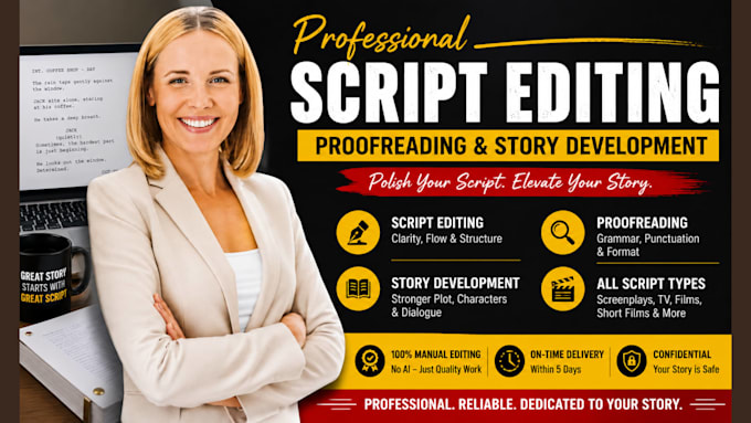 provide professional script editing, proofreading, and story development