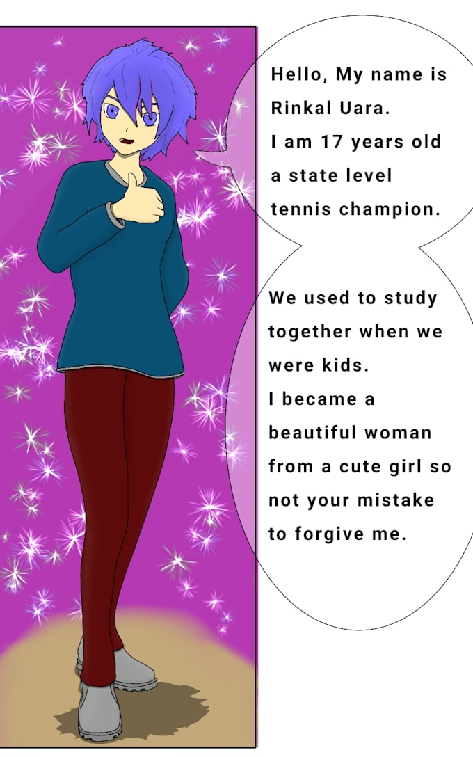 make 2d characters, backgrounds and coloring comic panel
