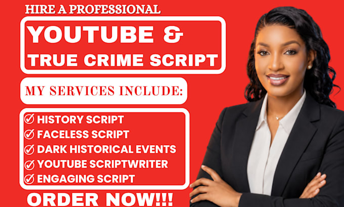 be your youtube documentary true crime police case crime story script writer