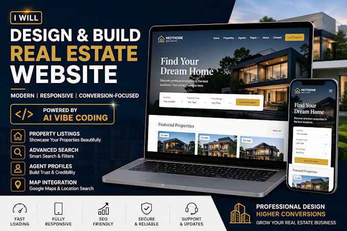 design and build a modern real estate website using ai vibe coding and SEO