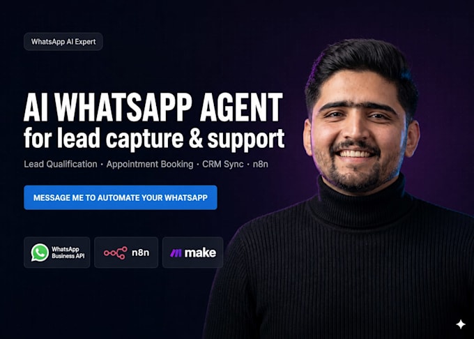 build a whatsapp ai agent with CRM integrations using n8n, zapier or make com