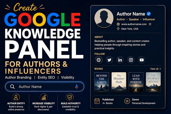 create verified author google knowledge panel, seo influencers knowledge graph