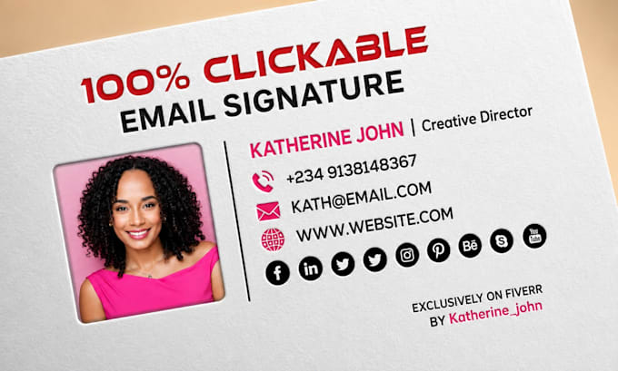design email signature, clickable html signature for gmail, or outlook