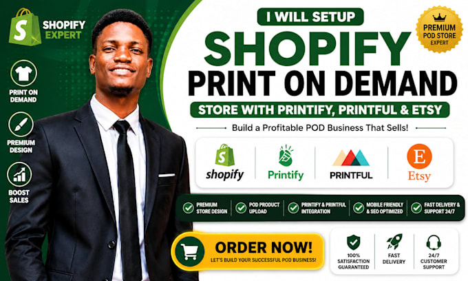 setup esty shopify print on demand store printify printful setup
