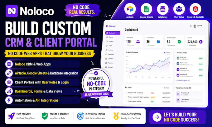 build noloco CRM, client portal and custom no code web apps for your business
