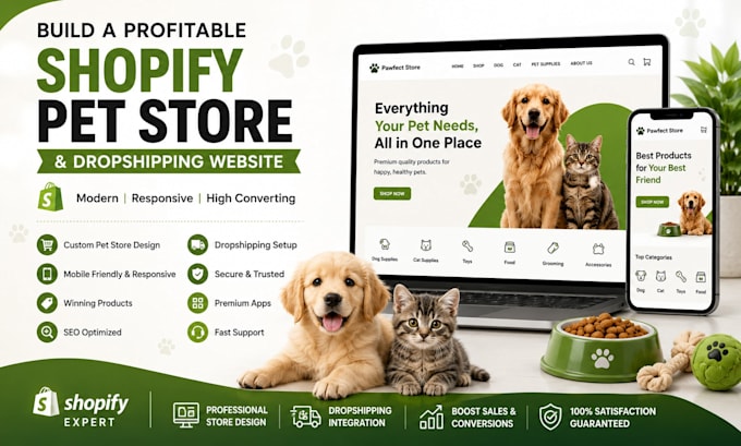 build a profitable shopify pet store and dropshipping website