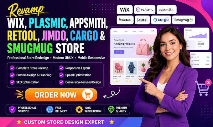 revamp wix plasmic appsmith retool website jimbo cargo smugmug store design