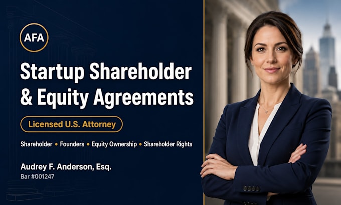 draft a premium startup shareholder agreement for your business as us attorney