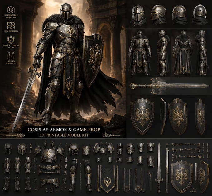 create cosplay armor, helmet and game prop 3d printable models