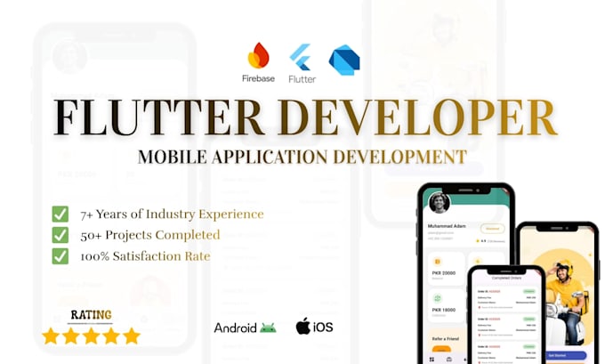 develop flutter mobile app with firebase and API integration