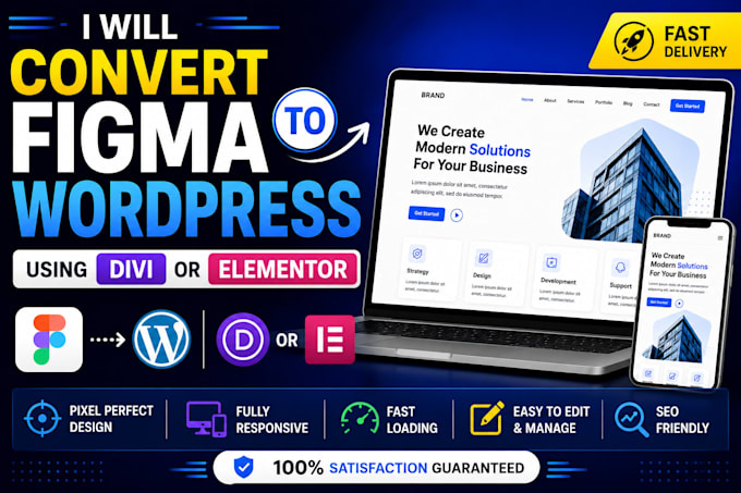 convert figma to wordpress using divi or elementor