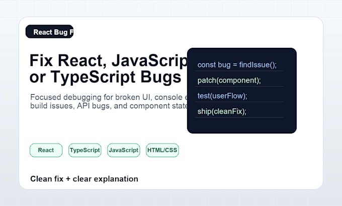 fix bugs in your react javascript or typescript app