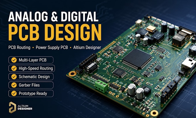 design analog and digital pcb routing and power supply pcb using altium designer