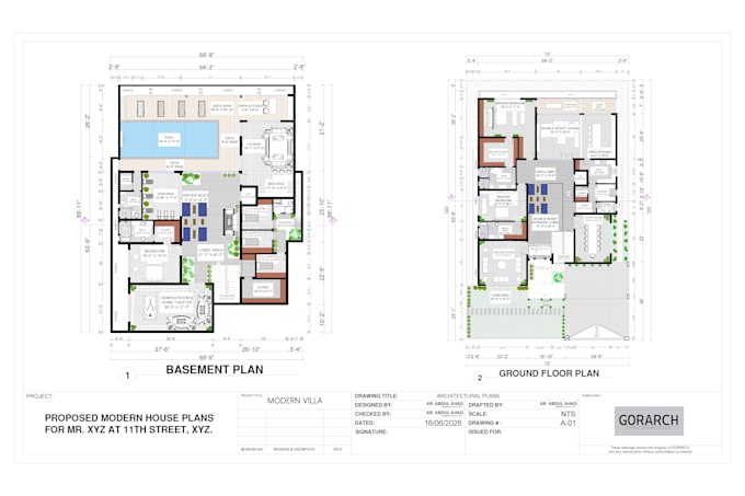 create architectural floor plans, elevations, and sections