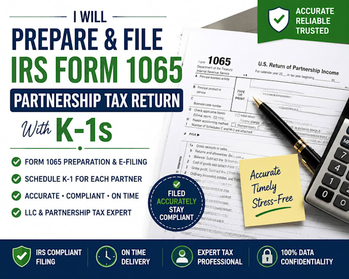 prepare and file form 1065 partnership tax return with k1