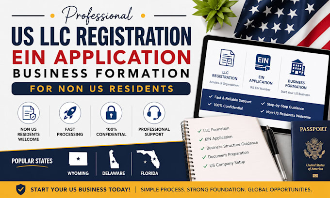 do US llc registration ein application business formation for non US residents