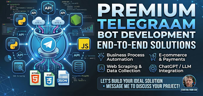 develop a custom telegram bot using nodejs and python