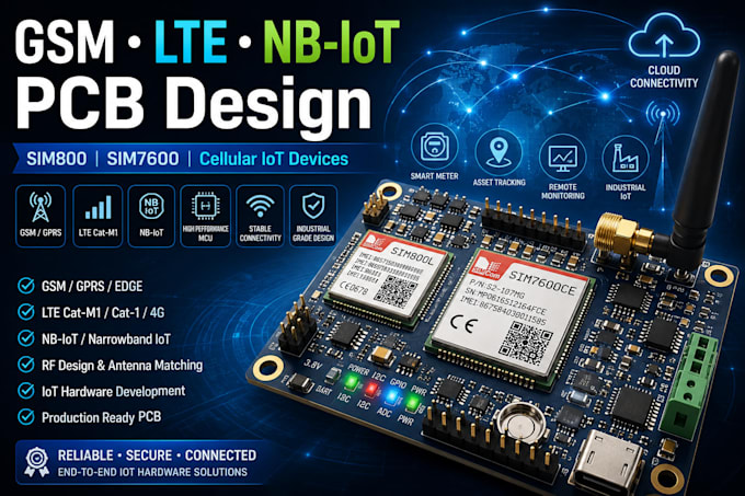 design GSM lte nb iot pcb, sim800,  sim7600 modules and cellular iot devices