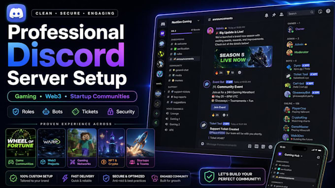setup a custom discord server with bots, roles and tickets