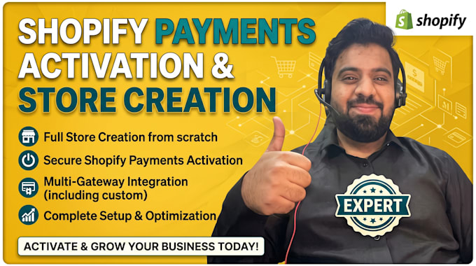 setup shopify store and activate shopify payments gateway