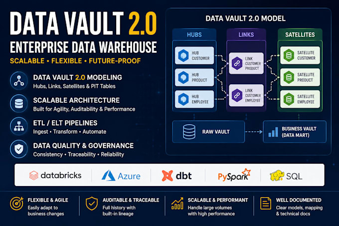 build scalable data vault 2 models and etl pipelines
