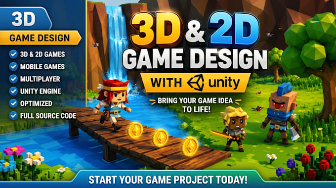 develop professional unity 2d, 3d mobile, multiplayer, fps, rpg, open world game