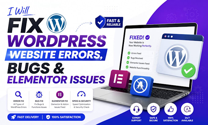 fix wordpress website errors bugs and elementor issues