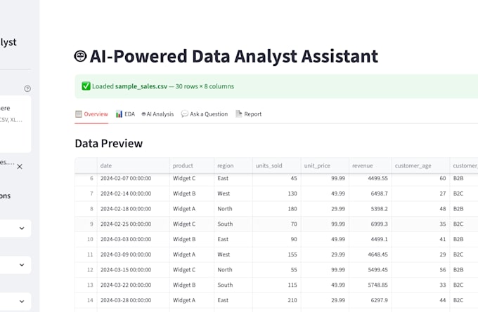 build an interactive streamlit data dashboard