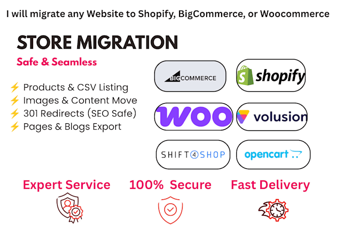 migrate your website, products, and inventory to shopify or wordpress