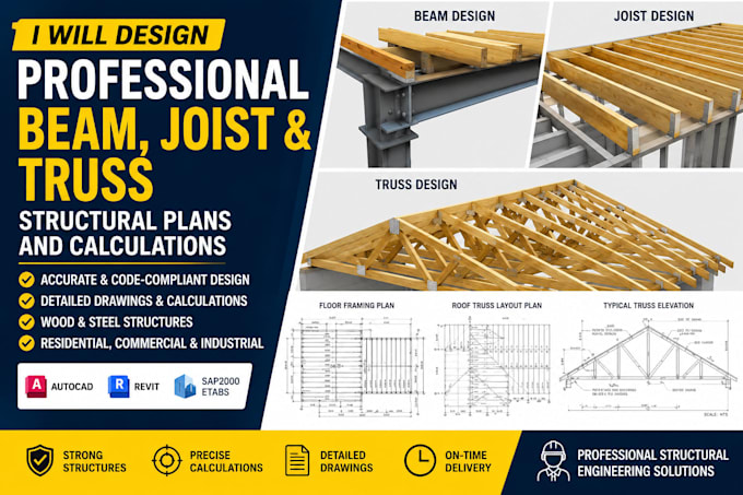 design professional beam joist and truss structural plans and calculations