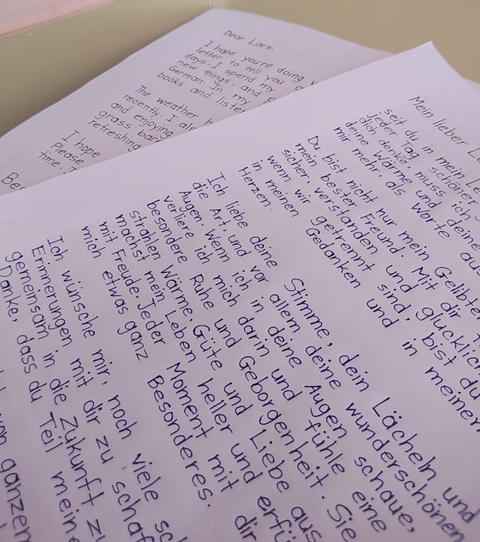write anything in print letters, german, cursive