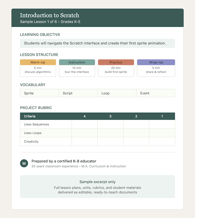 create custom scratch lesson plans