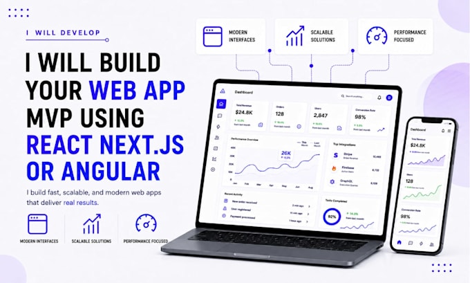 build your web app mvp using react nextjs or angular