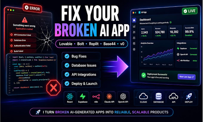 fix and deploy your broken ai generated app