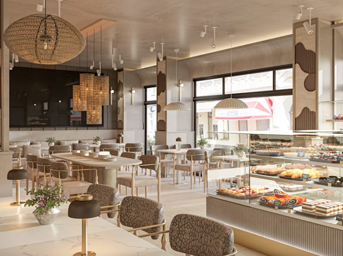 redesign restaurant interior rendering, cafe,bar,lounge,event hall,2d floor plan