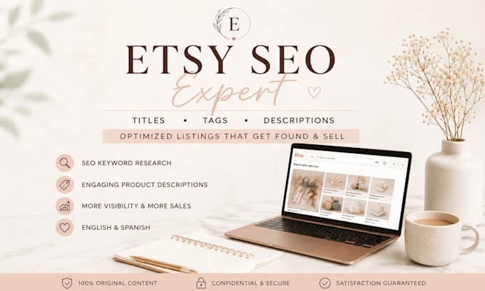 write SEO optimized etsy titles, descriptions and tags