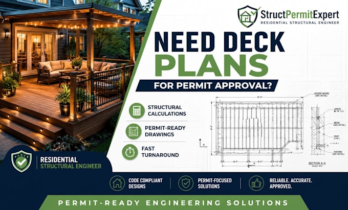provide deck patio and balcony structural plans and calculations for permits