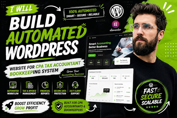 build automated wordpress website for cpa tax accountant bookkeeping system
