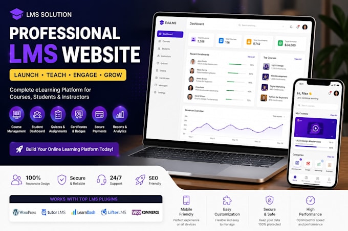 build wordpress lms website with tutor lms and learndash